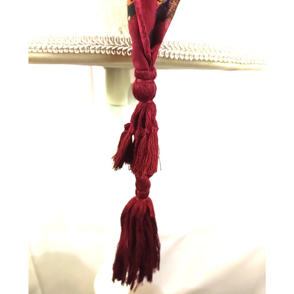 Mudd Scarf Rectangle 72" X 15" Tassels Birds Sparrows Bermuda Red Gray Black - Picture 4 of 10